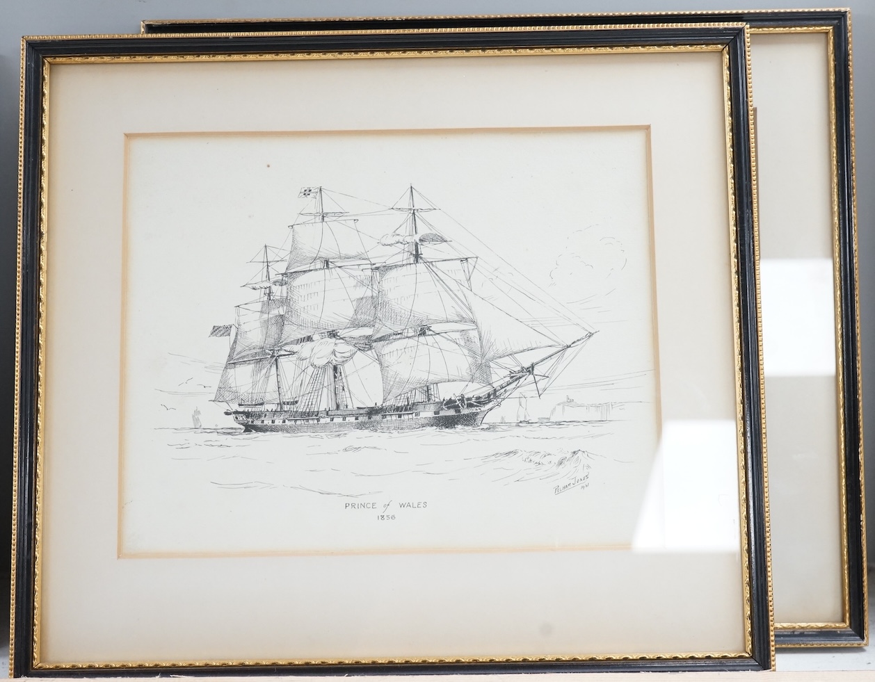 Pelham Jones (c.1890-1950), pair of ink sketches, Shipping scenes comprising ‘The Duke of Buccleugh’ and ‘Prince of Wales’, each signed and dated 1931, 19 x 25cm
